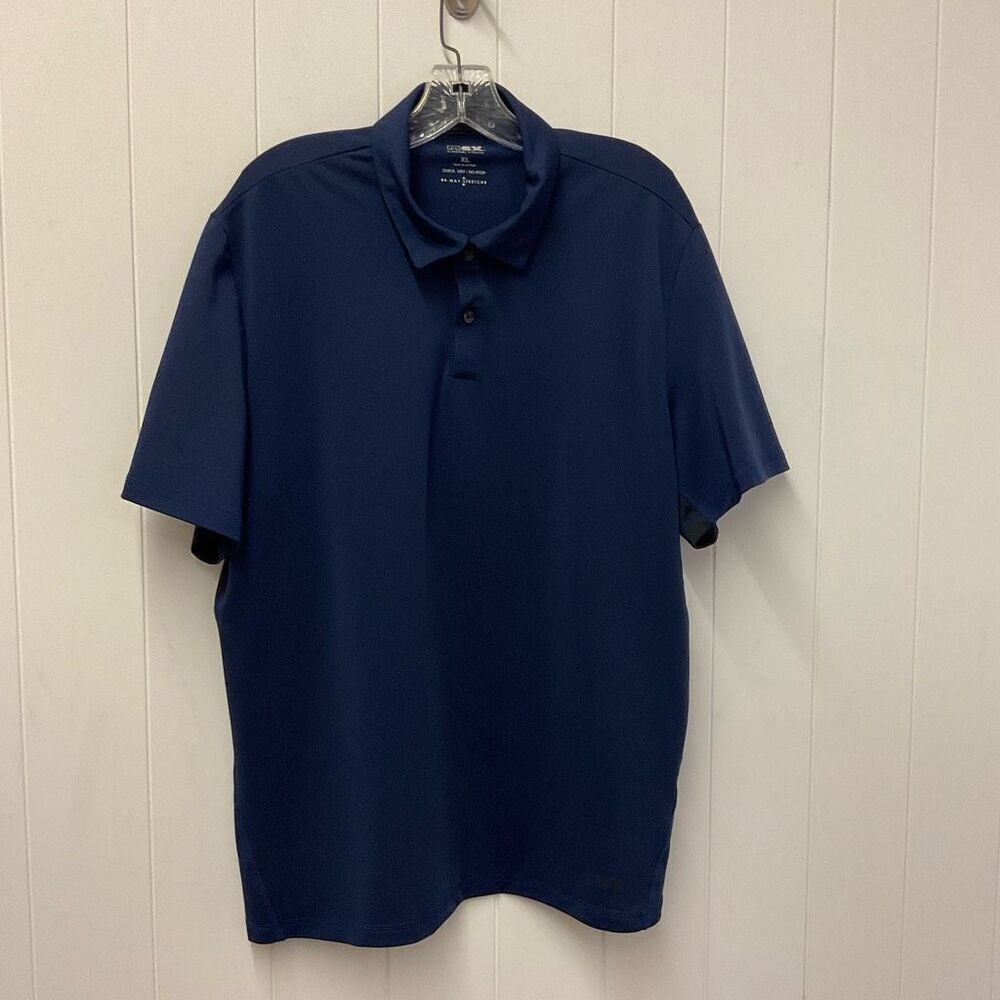MSX Michael Strahan Men XL Blue Black 4 Way Stretch Golf Polo Shirt Short Sleeve
